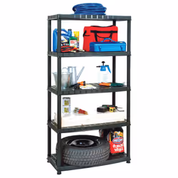 vidaXL Storage Shelf 5-Tier Black Plastic Space Saving Display Racking Unit