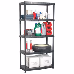 vidaXL Storage Shelf 5-Tier Black Plastic Display Racking Space Saving Unit