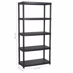 vidaXL Storage Shelf 5-Tier Black Plastic Display Racking Space Saving Unit - Additional view 6