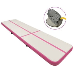 vidaXL Inflatable Gymnastics Mat with Pump 600x100x15 cm PVC Pink Exercise