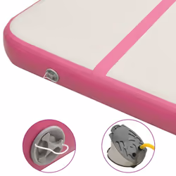 vidaXL Inflatable Gymnastics Mat with Pump 600x100x15 cm PVC Pink Exercise - Additional view 6