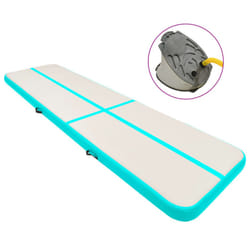 vidaXL Inflatable Gymnastics Mat with Pump 600x100x15 cm PVC Green Exercise