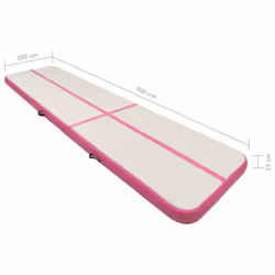 vidaXL Inflatable Gymnastics Mat with Pump 800x100x15 cm PVC Pink Exercise - Additional view 3