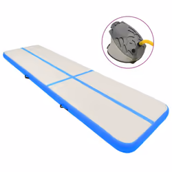 vidaXL Inflatable Gymnastics Mat with Pump 800x100x15 cm PVC Blue Exercise