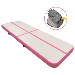 vidaXL Inflatable Gymnastics Mat with Pump PVC Pink Yoga Pilate Training Mat