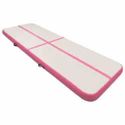 vidaXL Inflatable Gymnastics Mat with Pump PVC Pink Yoga Pilate Training Mat