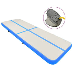 vidaXL Inflatable Gymnastics Mat with Pump PVC Blue Yoga Pilate Training Mat
