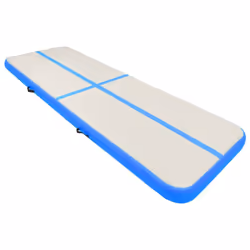 vidaXL Inflatable Gymnastics Mat with Pump PVC Blue Yoga Pilate Training Mat