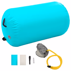 vidaXL Inflatable Gymnastic Roll with Pump PVC Green Cylinder Gym Training