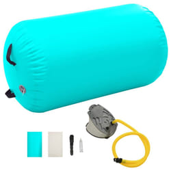 vidaXL Inflatable Gymnastic Roll with Pump PVC Green Cylinder Gym Training