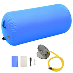 vidaXL Inflatable Gymnastic Roll with Pump PVC Blue Gym Training Cylinder