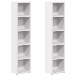 vidaXL CD Cabinets Display Shelf Cupboard Bookcase 2 pcs White Engineered Wood