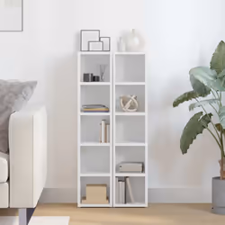 vidaXL CD Cabinets Display Shelf Cupboard Bookcase 2 pcs White Engineered Wood