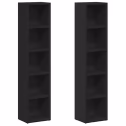 vidaXL CD Cabinets Display Shelf Cupboard Bookcase 2 pcs Black Engineered Wood