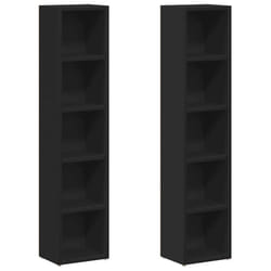 vidaXL CD Cabinets Display Shelf Cupboard Bookcase 2 pcs Black Engineered Wood