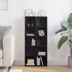 vidaXL CD Cabinets Display Shelf Cupboard Bookcase 2 pcs Black Engineered Wood