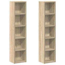 vidaXL CD Cabinets Shelf Cupboard Bookcase 2 pcs Sonoma Oak Engineered Wood