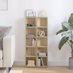 vidaXL CD Cabinets Shelf Cupboard Bookcase 2 pcs Sonoma Oak Engineered Wood