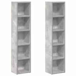 vidaXL CD Cabinets Shelf Cupboard Bookcase 2 pcs Concrete Grey Engineered Wood