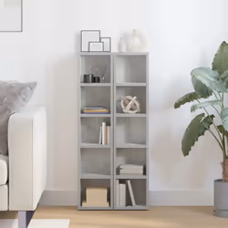 vidaXL CD Cabinets Shelf Cupboard Bookcase 2 pcs Concrete Grey Engineered Wood