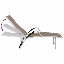 vidaXL Sun Lounger Outdoor Sunbed Lounge Bed Day Bed Textilene and Aluminium - taupe - Additional view 5
