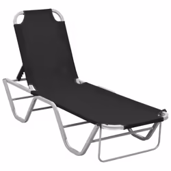 VidaXL 310525, Lounge, Padded seat, Aluminium, Textile, Black, Silver, 590 mm, 1900 mm