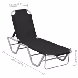 VidaXL 310525 outdoor chair Lounge Padded seat Aluminium, Textile Black, Silver - Additional view 8