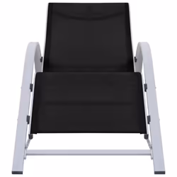 vidaXL 2x Sun Loungers with Table Aluminium Black Lounge Bed Daybed Outdoor - Additional view 5