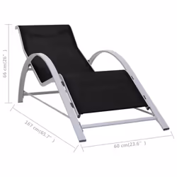 vidaXL 2x Sun Loungers with Table Aluminium Black Lounge Bed Daybed Outdoor - Additional view 6