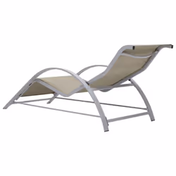 vidaXL 2x Sun Loungers with Table Aluminium Cream Lounge Bed Daybed Outdoor - Additional view 5