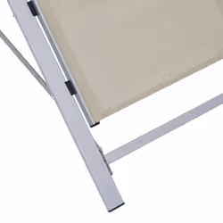 vidaXL 2x Sun Loungers with Table Aluminium Cream Lounge Bed Daybed Outdoor - Additional view 6