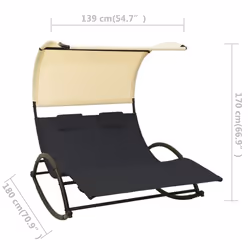 VidaXL 310547 outdoor chair Lounge Padded seat Steel, Textile Black, Cream - Additional view 7