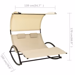 VidaXL 310548 outdoor chair Lounge Padded seat Steel, Textile Cream - Additional view 7