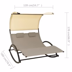 VidaXL 310549 outdoor chair Lounge Padded seat Steel, Textile Cream, Taupe - Additional view 7