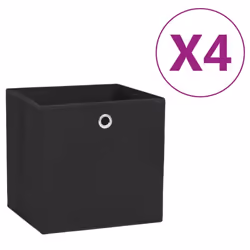 vidaXL 4x Storage Boxes Non-woven Fabric Black Organiser Cube Basket Container