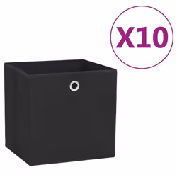 vidaXL 10x Storage Boxes Non-woven Fabric Black Organiser Basket Container