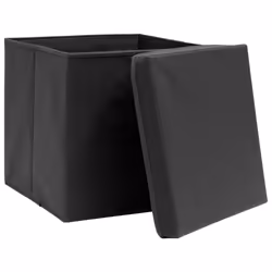 vidaXL 10x Storage Boxes with Covers Black Organiser Chest Basket Container