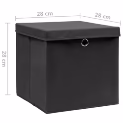 vidaXL 10x Storage Boxes with Covers Black Organiser Chest Basket Container - Additional view 5