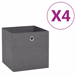 vidaXL 4x Storage Boxes Non-woven Fabric Grey Organiser Cube Basket Container