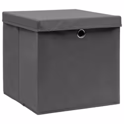 vidaXL 4x Storage Boxes with Covers Grey Organiser Chest Basket Container - Additional view 2