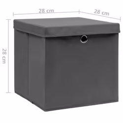 vidaXL 4x Storage Boxes with Covers Grey Organiser Chest Basket Container - Additional view 5
