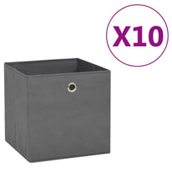 vidaXL 10x Storage Boxes Non-woven Fabric Grey Organiser Cube Basket Container