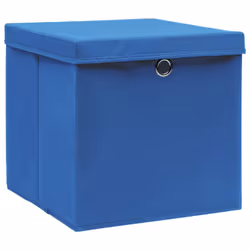 vidaXL 4x Storage Boxes with Covers Blue Organiser Chest Basket Container