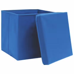 vidaXL 4x Storage Boxes with Covers Blue Organiser Chest Basket Container