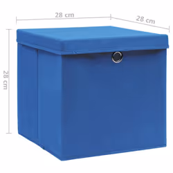 vidaXL 4x Storage Boxes with Covers Blue Organiser Chest Basket Container - Additional view 5