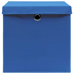 vidaXL 10x Storage Boxes with Covers Blue Organiser Chest Basket Container - Additional view 4