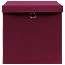 vidaXL 4x Storage Boxes with Covers Dark Red Organiser Chest Basket Container - Additional view 3