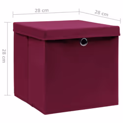vidaXL 4x Storage Boxes with Covers Dark Red Organiser Chest Basket Container - Additional view 5