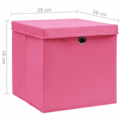 vidaXL Storage Boxes Organiser Cube Basket Container Pack Box Storage Chest - pink with lids, 10 pcs