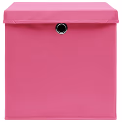 vidaXL Storage Boxes Organiser Cube Basket Container Pack Box Storage Chest - pink with lids, 10 pcs - Additional view 4